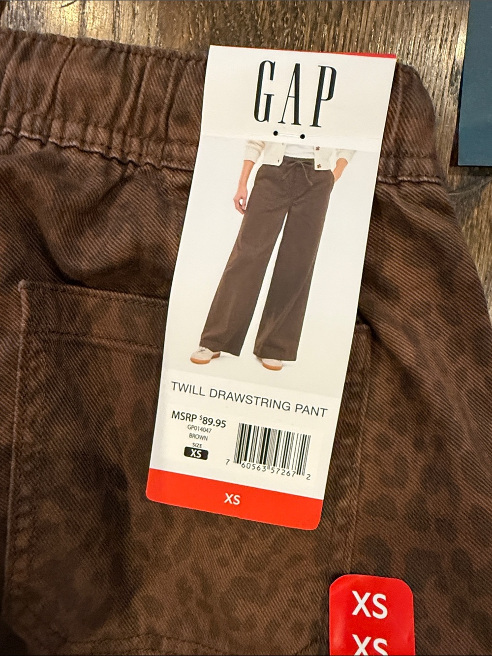 GAP xs woman’s Brown Leopard-Print Wide-Leg Chinos oversized - Picture 3 of 3